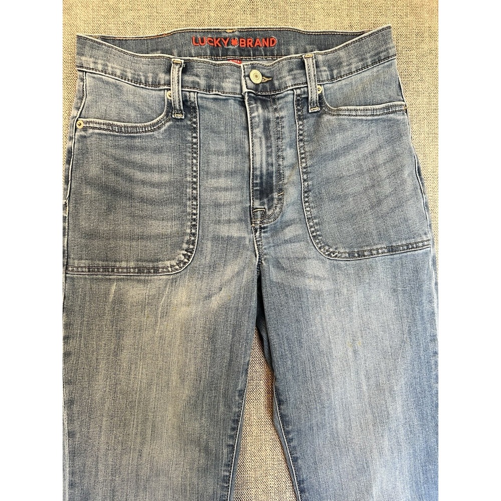 Lucky Brand Stevie High Rise Flare Jeans Women's 10/30 Light Wash Raw Hem - Picture 2 of 15